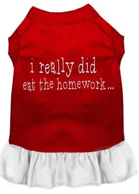 I Really Did Eat The Homework Screen Print Dress Red With White Xl (16)