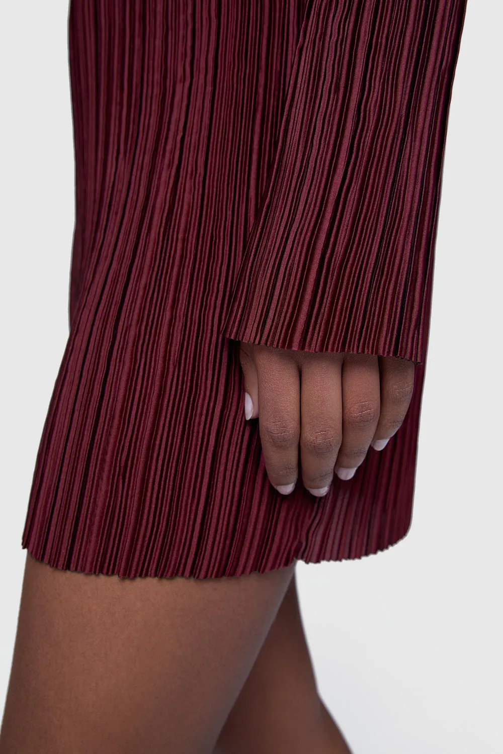 Iris Pleated Long Sleeve Mini Dress