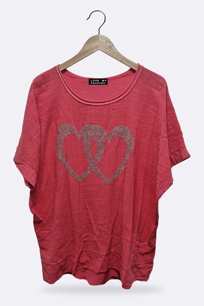 Italian Double Studded Heart Motif Top