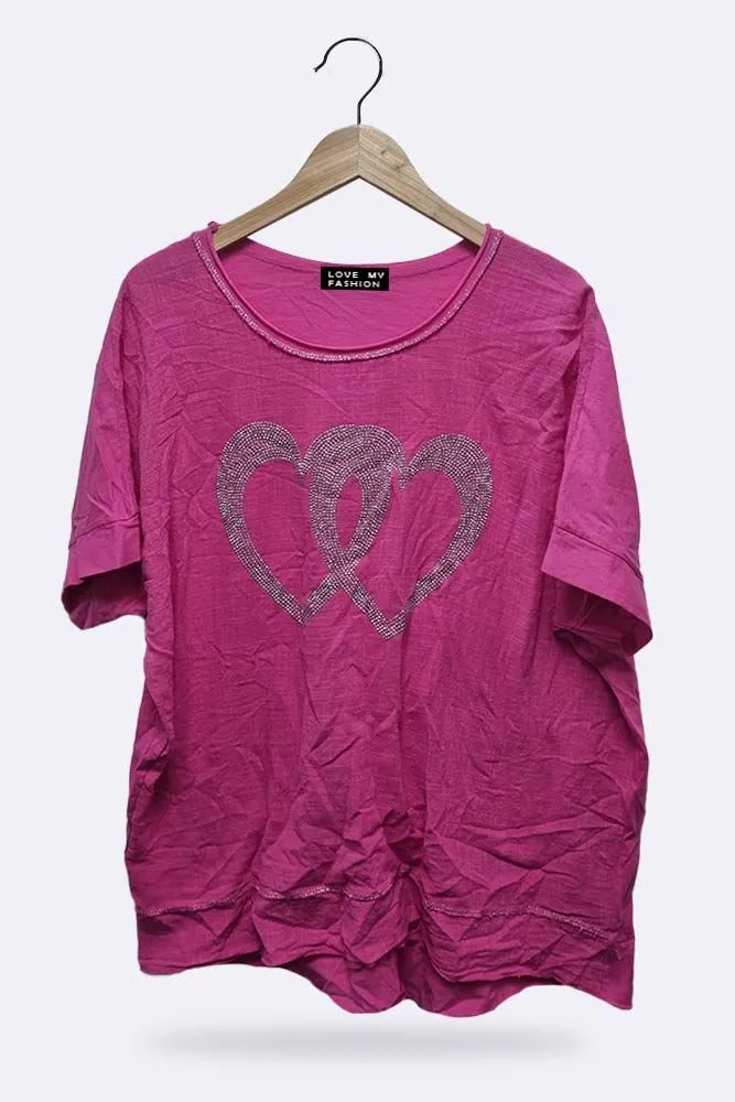 Italian Double Studded Heart Motif Top