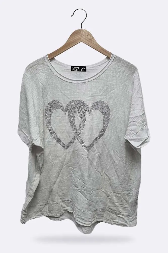 Italian Double Studded Heart Motif Top