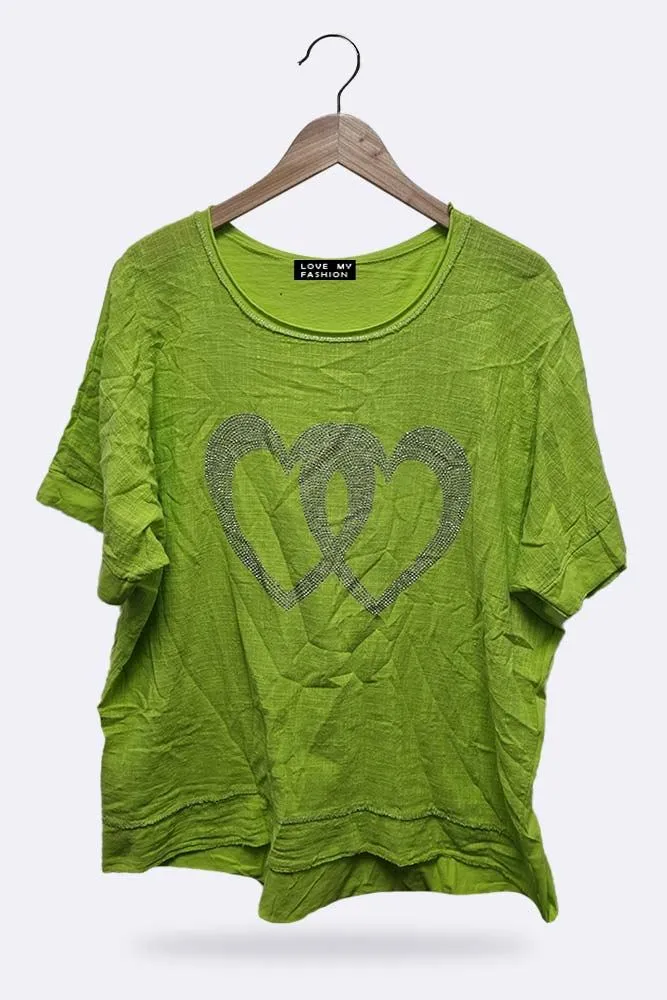 Italian Double Studded Heart Motif Top