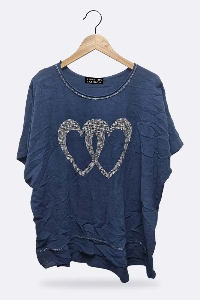 Italian Double Studded Heart Motif Top