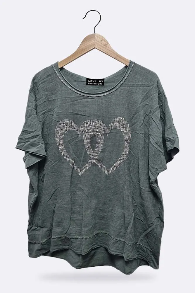 Italian Double Studded Heart Motif Top