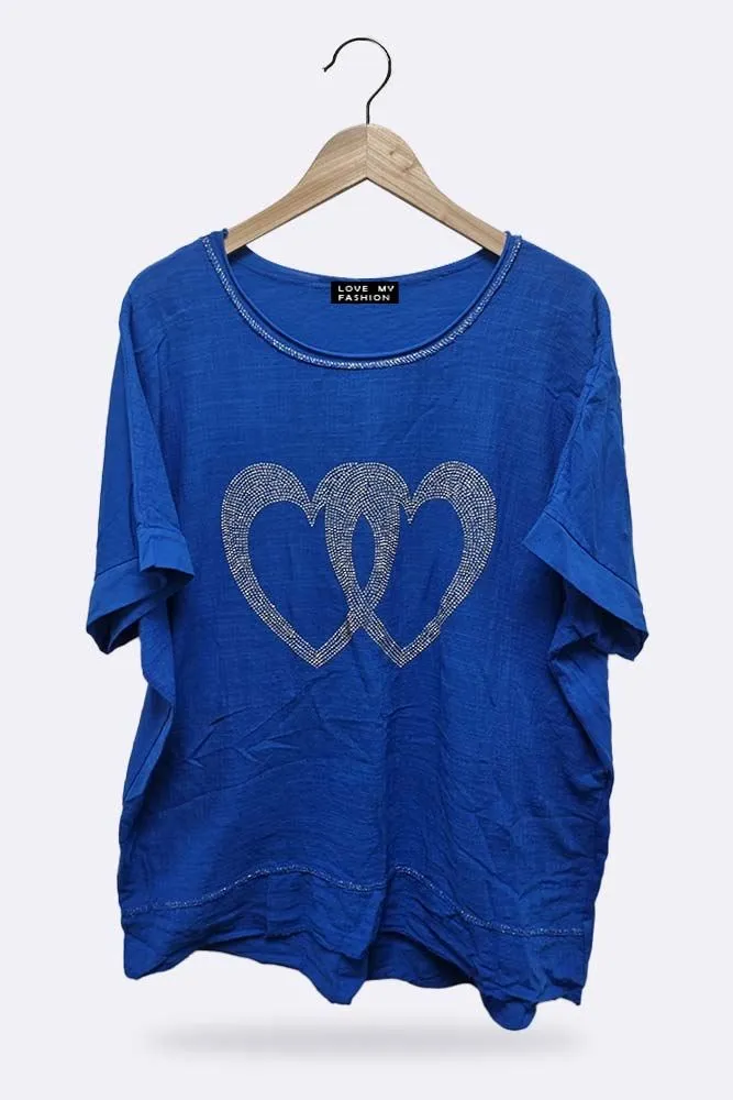 Italian Double Studded Heart Motif Top