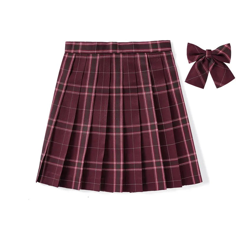 [Jujube Red] JK vintage plaid uniform skirt