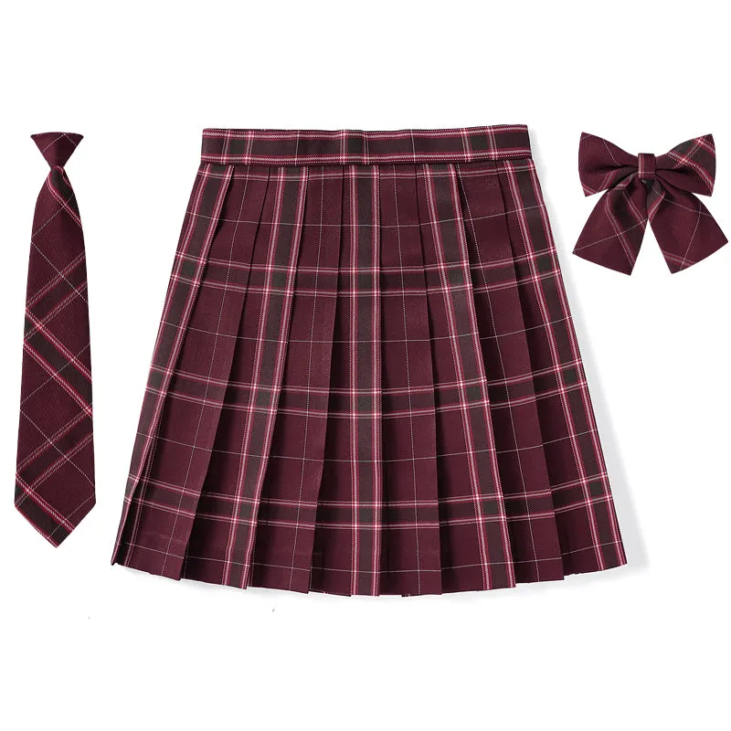 [Jujube Red] JK vintage plaid uniform skirt