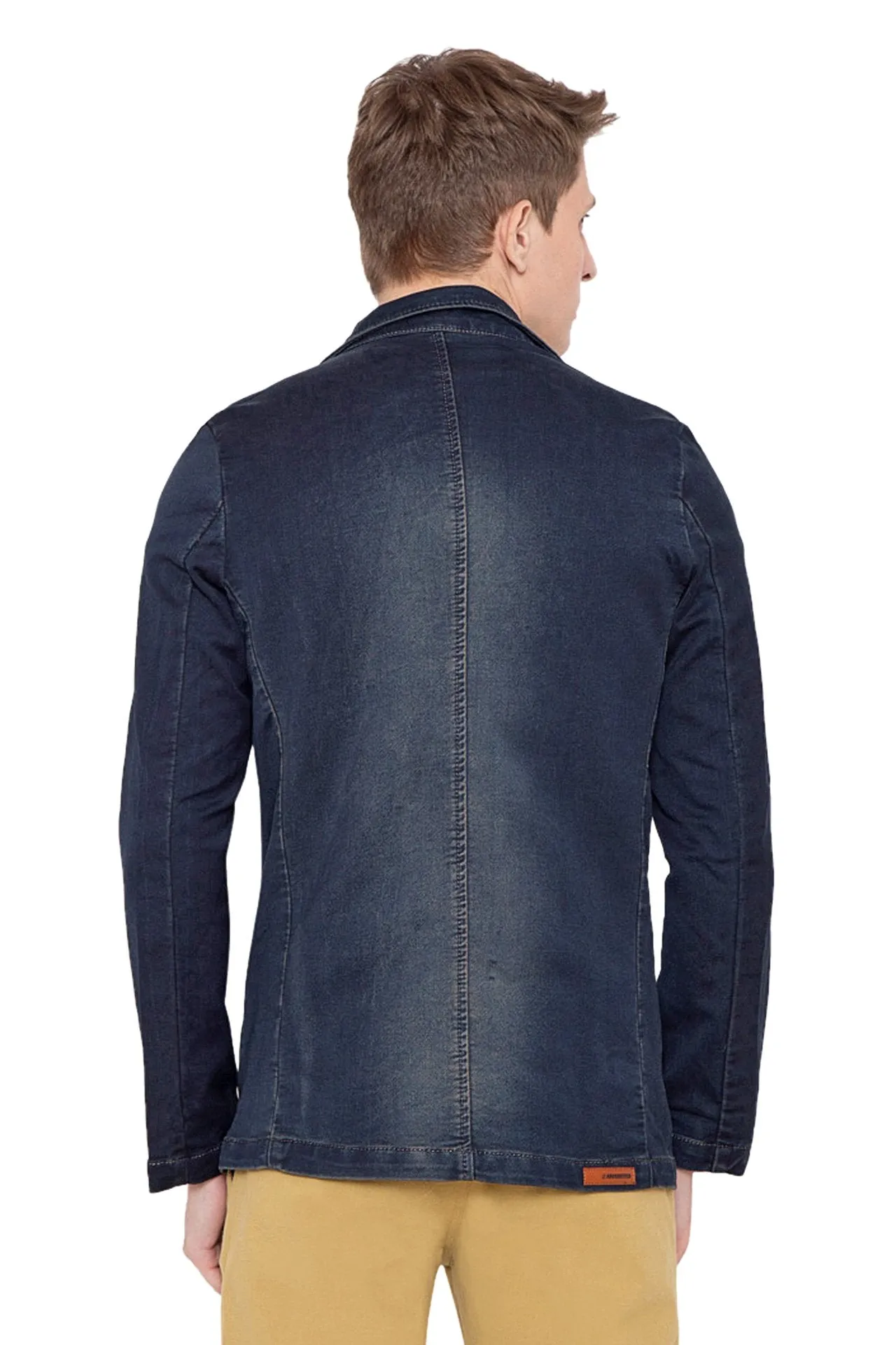 Krossstitch Full Sleeve Men's Denim Blazer with Brass Button