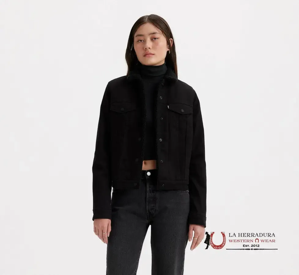 LEVI'S ORIGINAL SHERPA TRUCKER BLACK JACKET LADIES