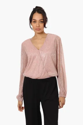 Limite Sheer Sleeve Lurex Blouse - Pink