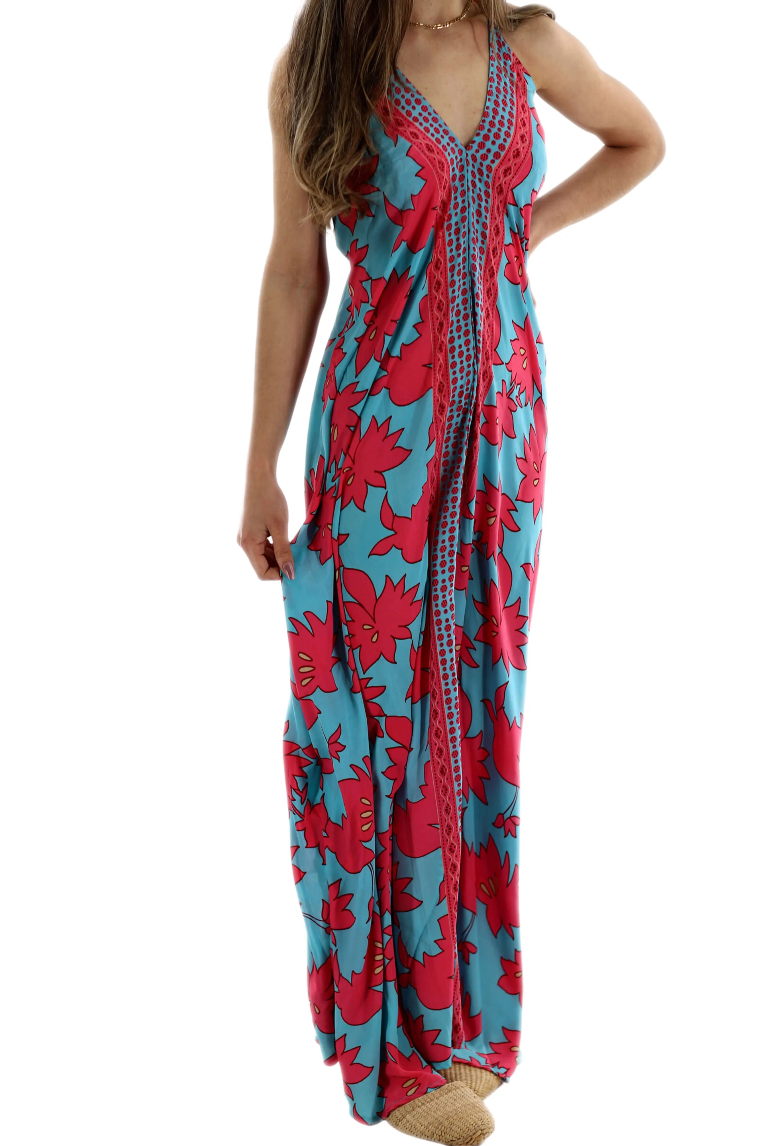 Long Flowy Floral 'Francesca' Maxi Dress in Pink