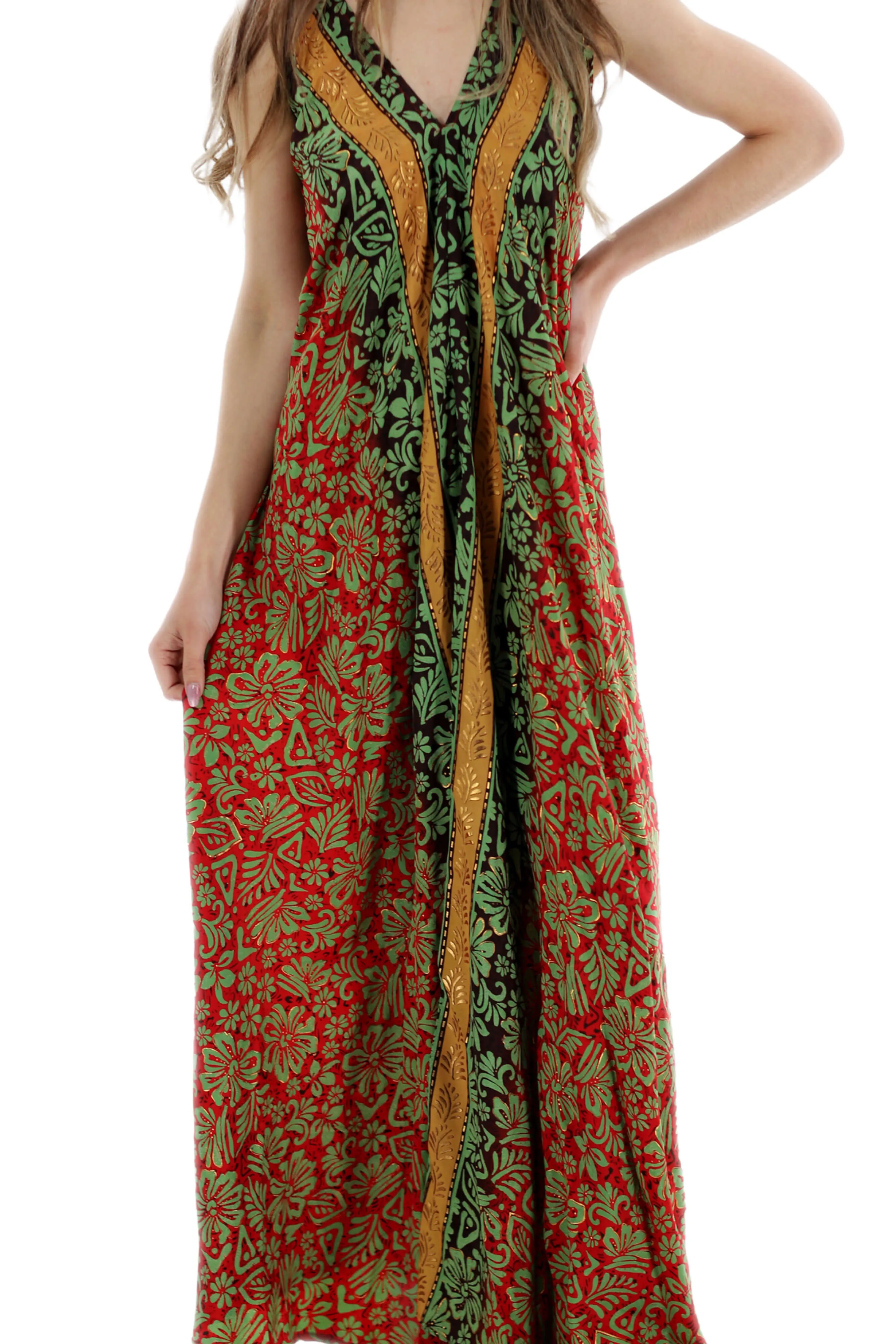 Long Flowy Floral 'Francesca' Maxi Dress in Red