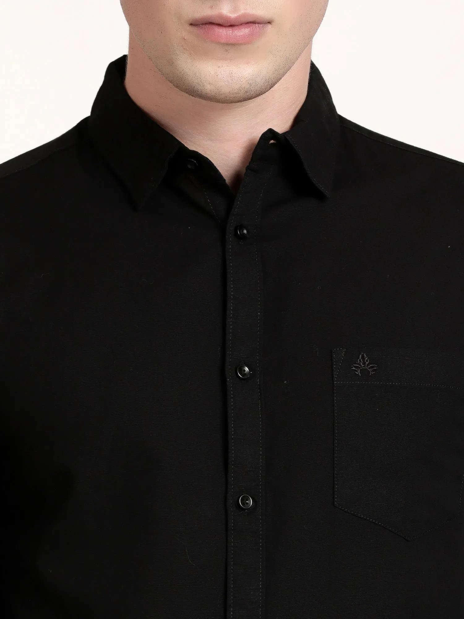 Men Navy Blue  Plain Formal Shirt (GBHM5021)