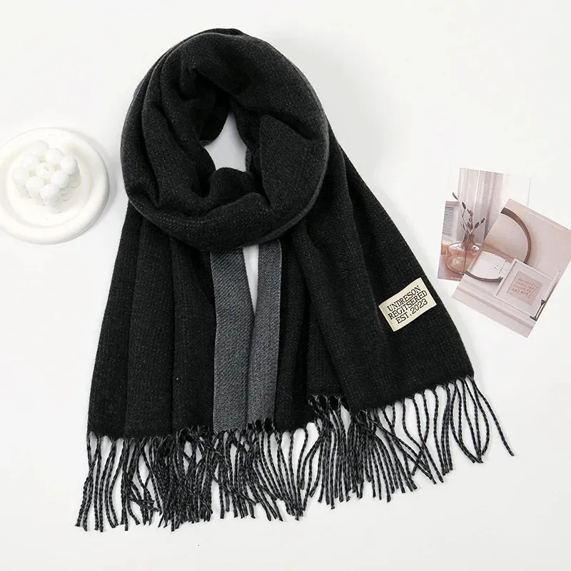 New Winter Cashmere Long Warm Cashmere Hijab Wrap Female Solid Pashmina Scarf