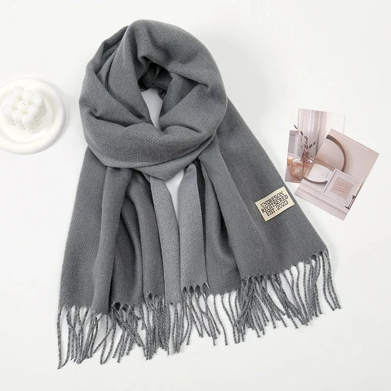 New Winter Cashmere Long Warm Cashmere Hijab Wrap Female Solid Pashmina Scarf