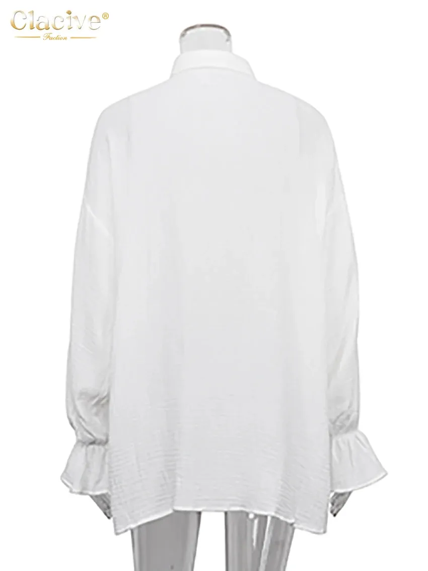 Off-White Long Sleeve Elegant Chic Top Blouse