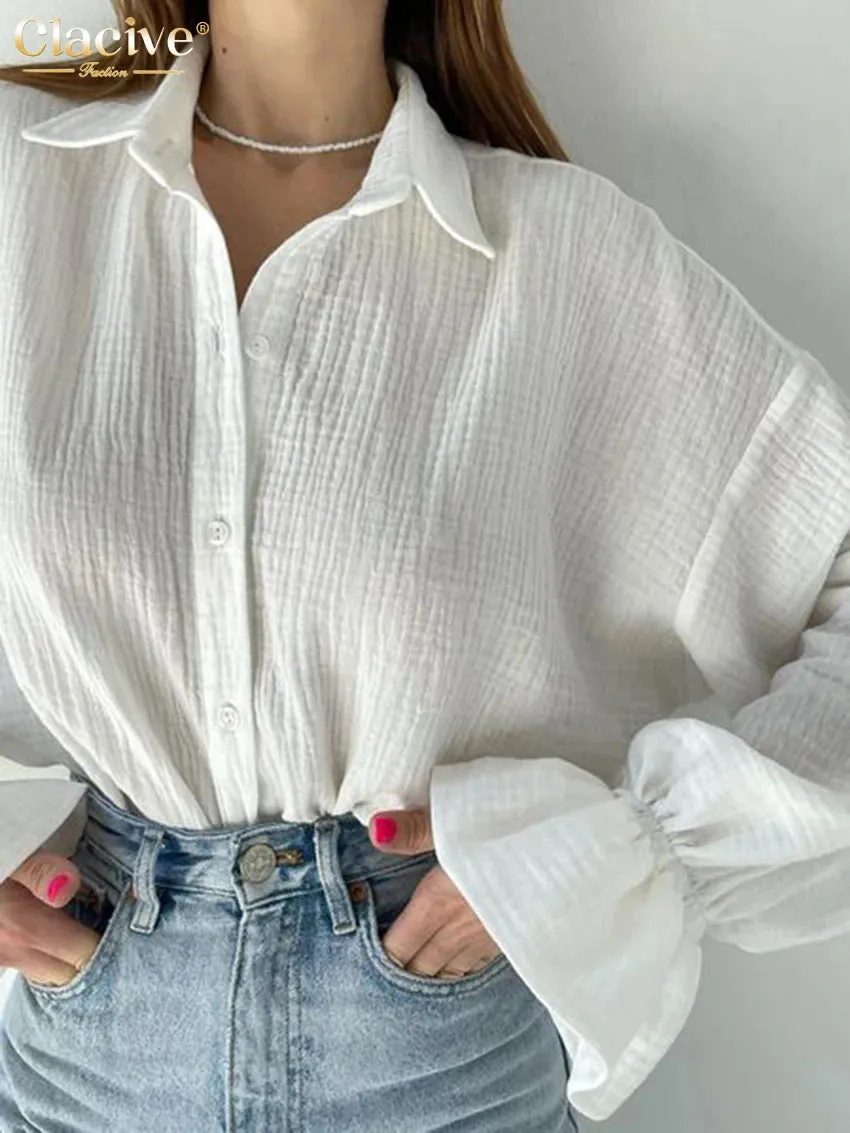 Off-White Long Sleeve Elegant Chic Top Blouse