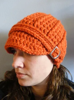 Orange pumpkin buckle beanie winter hat