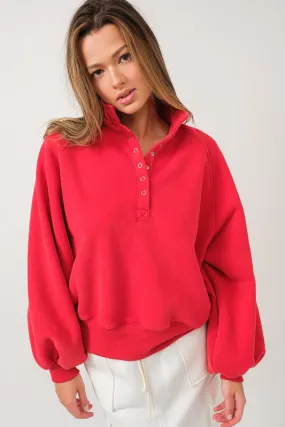 Piper Snap Button Collared Sweater Red