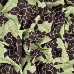 Printed Crepe Design-2 Mint & Dark Grey Geometric