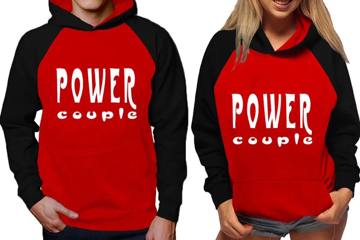 "Power Couple" Couple Matching Raglan Hoodies – Comfortable Unisex Pullover | Sold Separately in Sizes & Colors