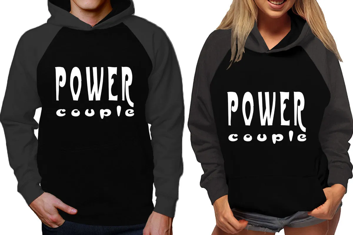 "Power Couple" Couple Matching Raglan Hoodies – Comfortable Unisex Pullover | Sold Separately in Sizes & Colors