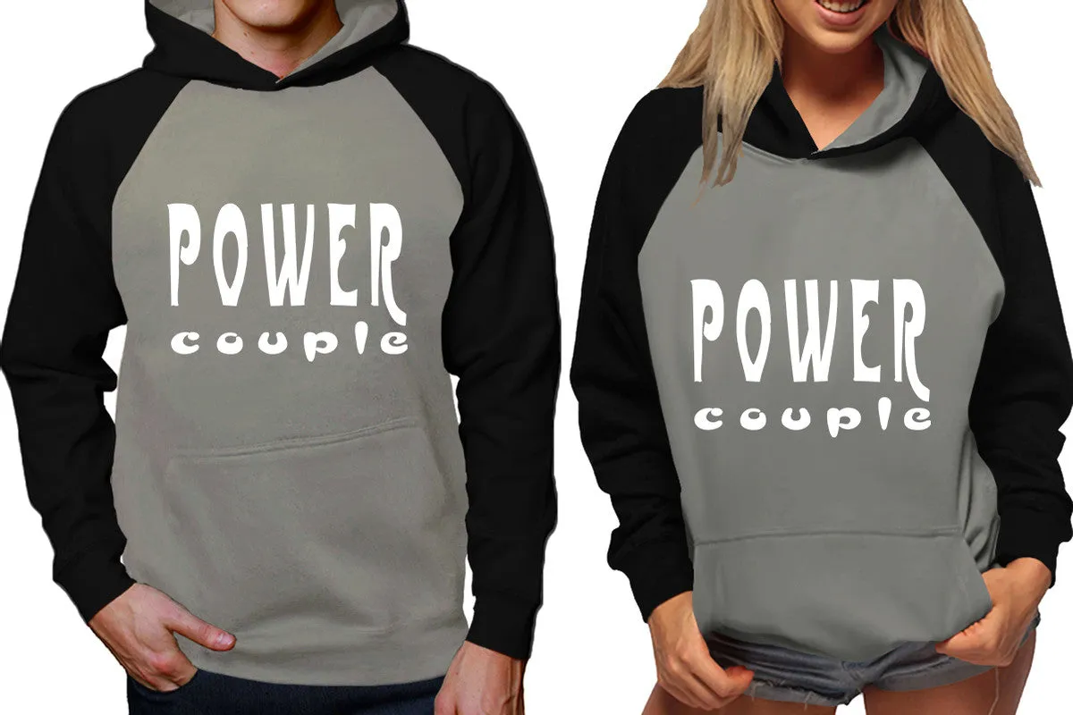 "Power Couple" Couple Matching Raglan Hoodies – Comfortable Unisex Pullover | Sold Separately in Sizes & Colors