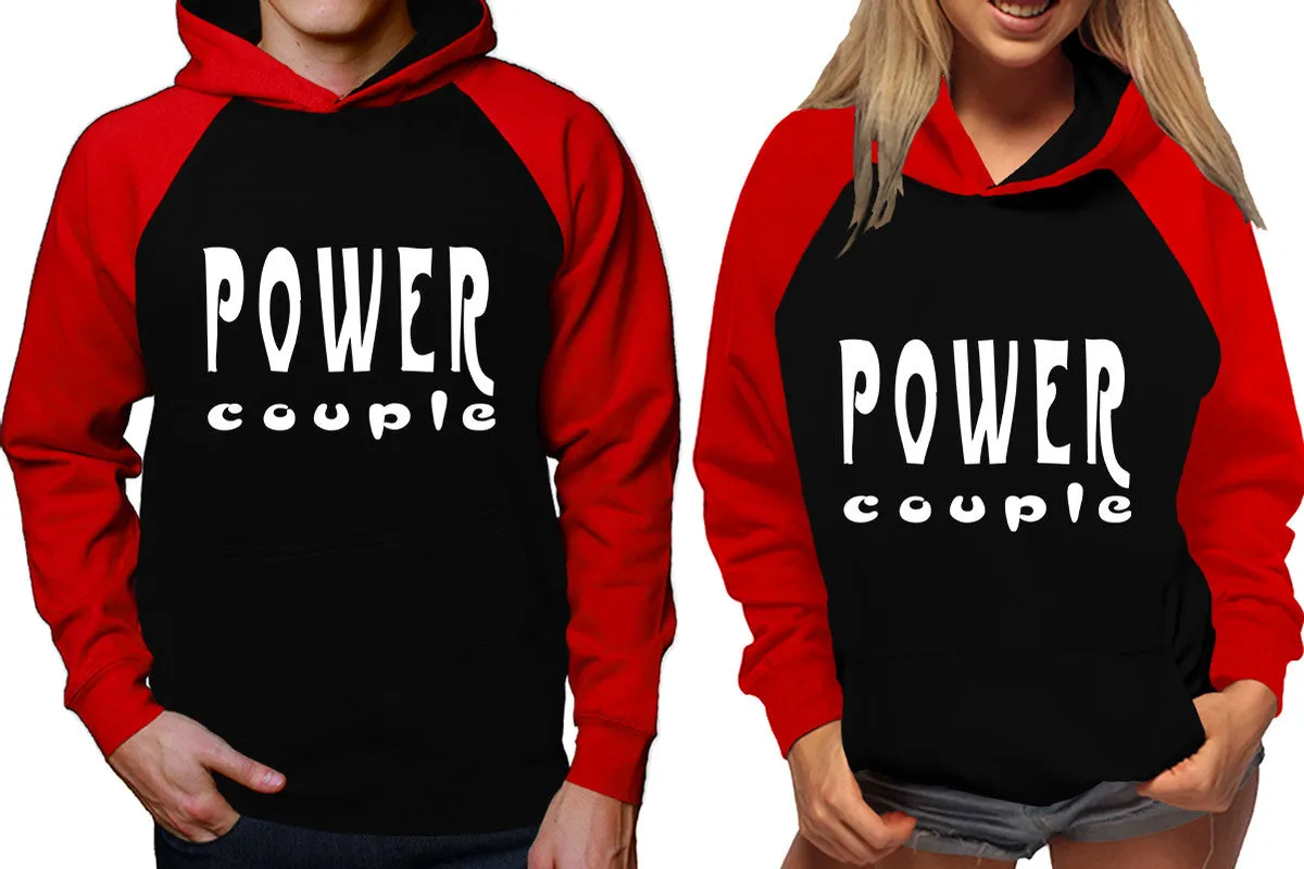 "Power Couple" Couple Matching Raglan Hoodies – Comfortable Unisex Pullover | Sold Separately in Sizes & Colors