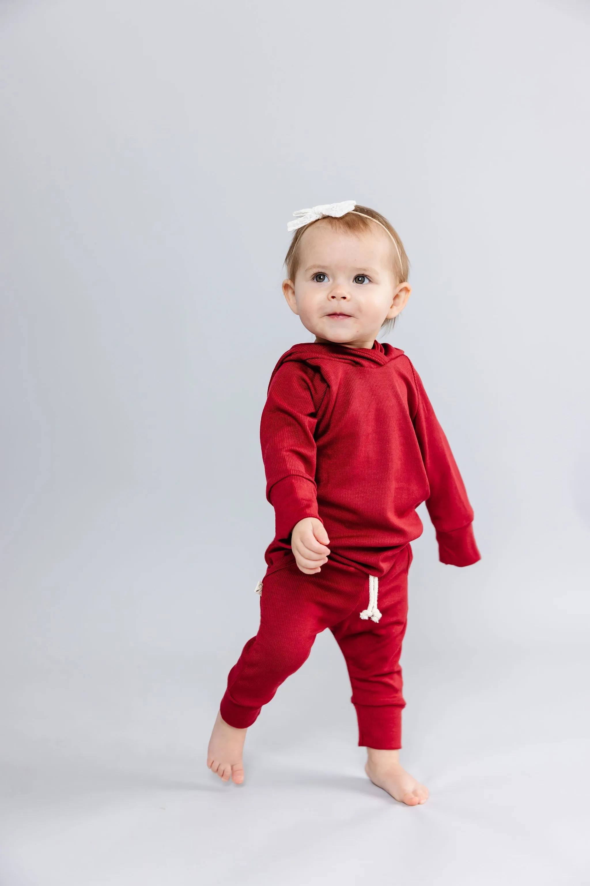 rib knit jogger - scarlet