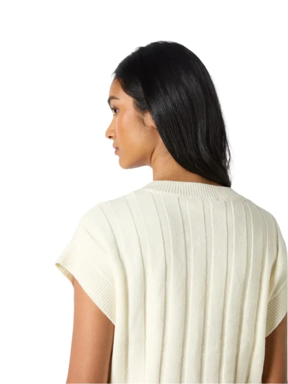 Ro&Zo Cream Ribbed Knit Vest