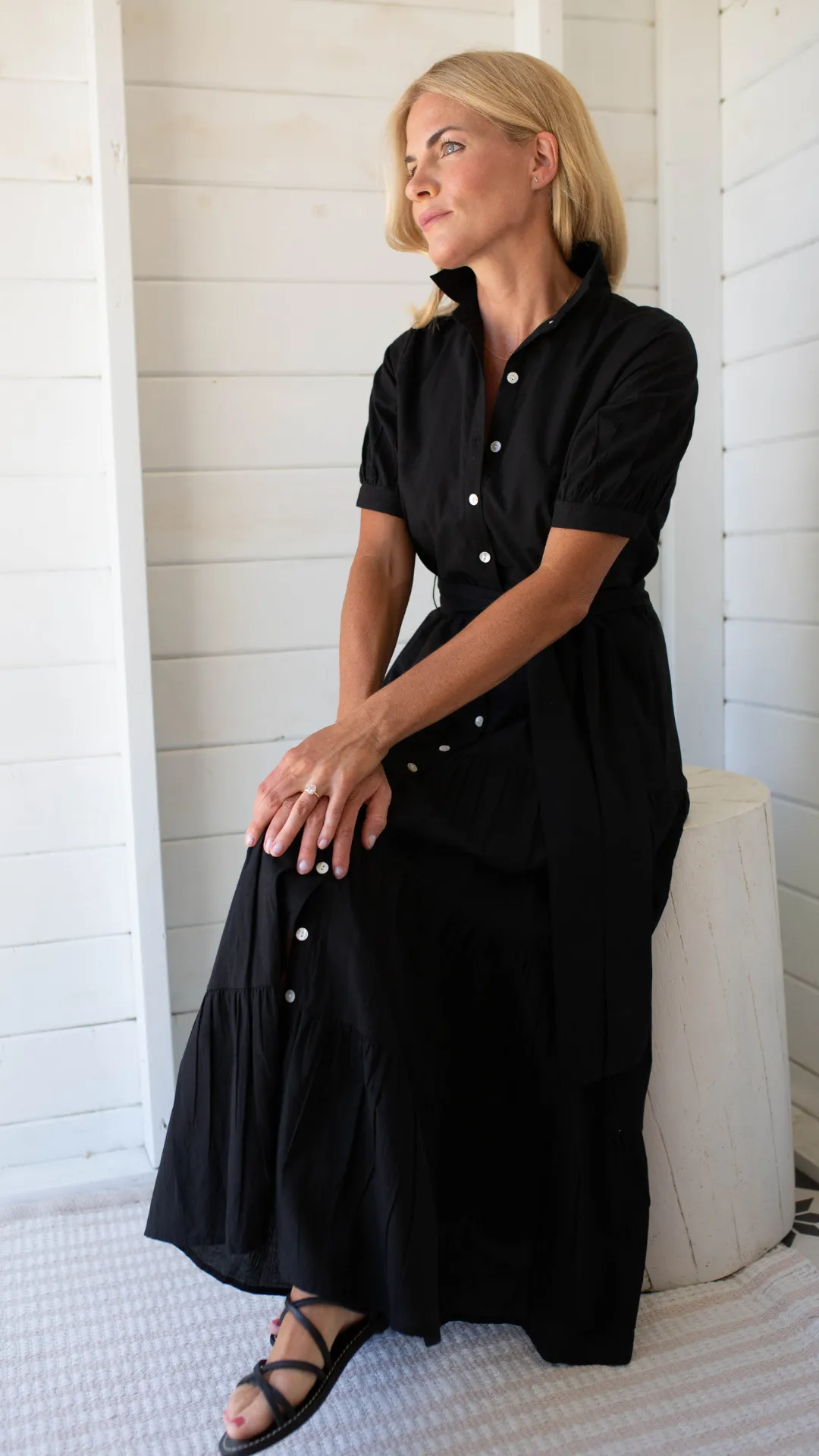 Short Sleeve Maxi Dress - Black