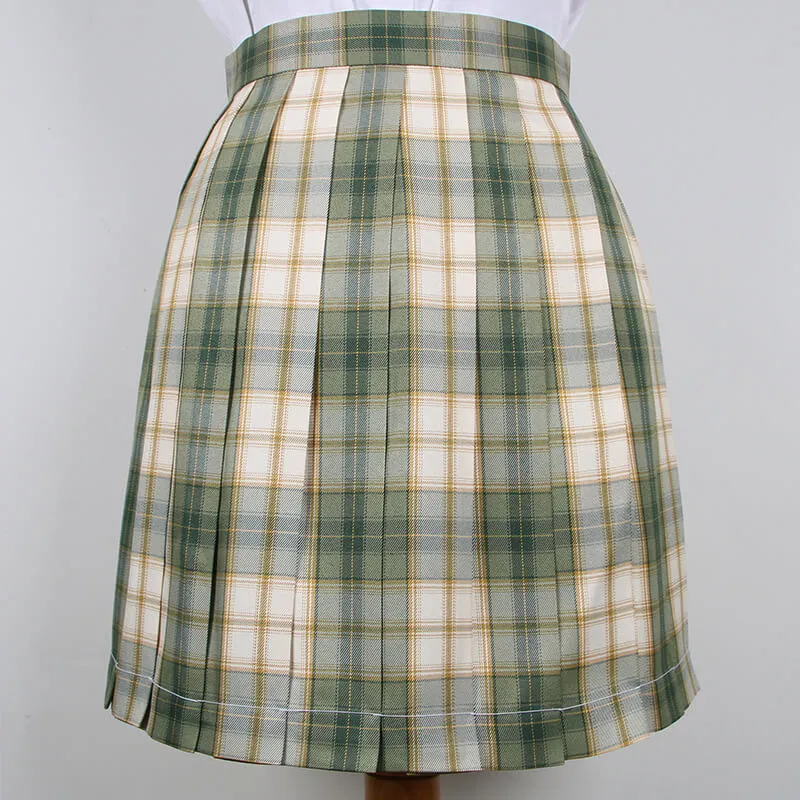 [Skirt / Bow] JK Matcha-Green plaid uniform skirt