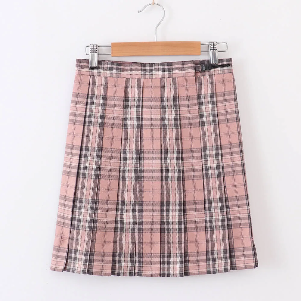 [Skirt / Bow] JK Valentine Pink plaid uniform skirt