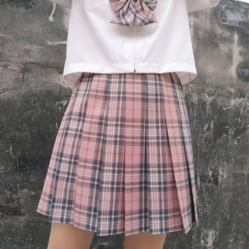 [Skirt / Bow] JK Valentine Pink plaid uniform skirt