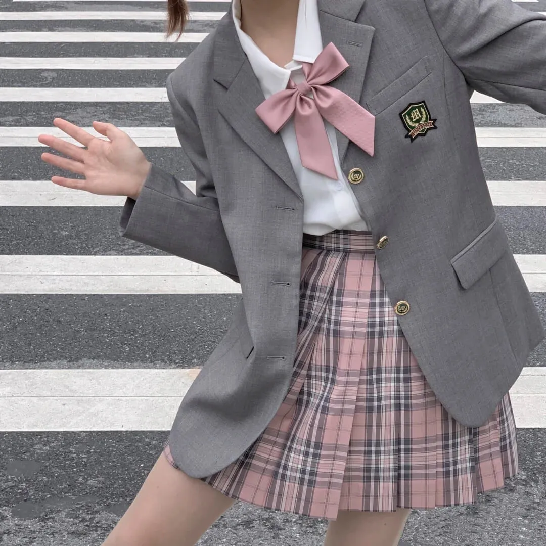 [Skirt / Bow] JK Valentine Pink plaid uniform skirt