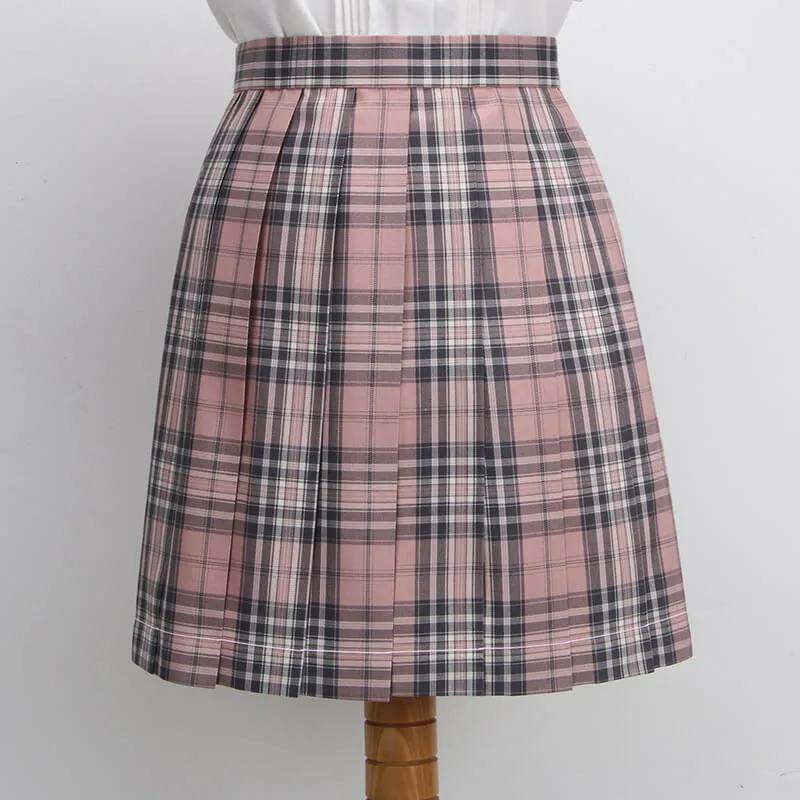 [Skirt / Bow] JK Valentine Pink plaid uniform skirt