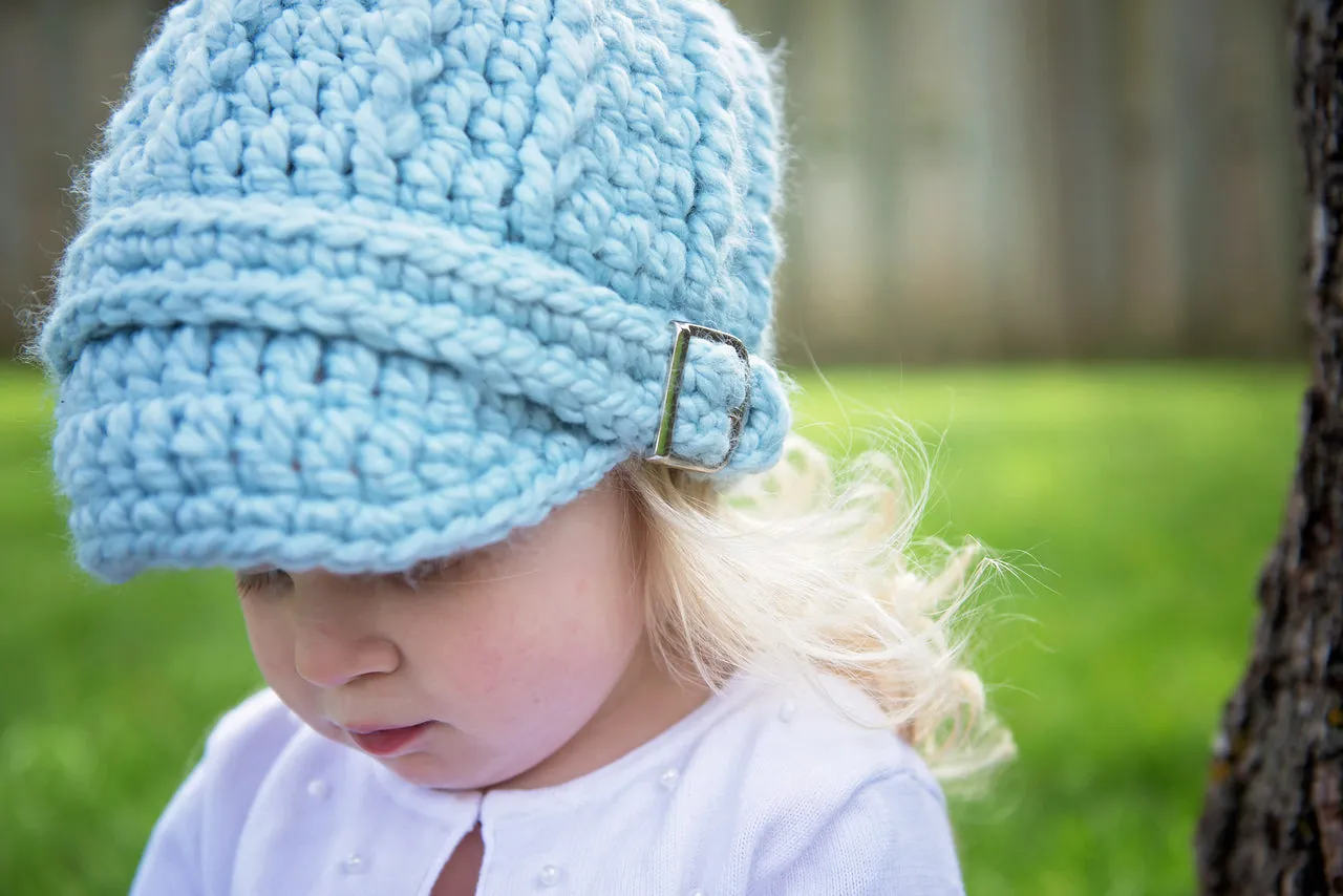 Sky blue buckle beanie winter hat