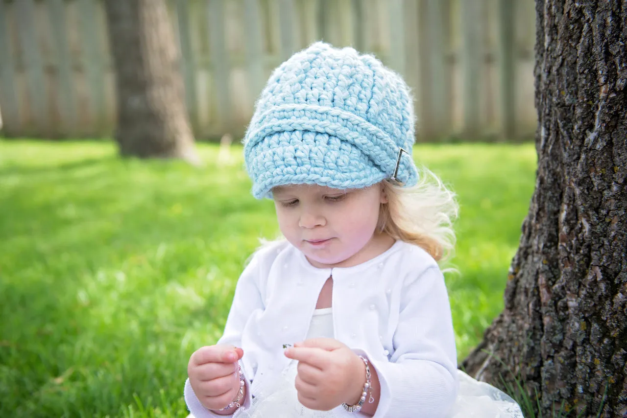 Sky blue buckle beanie winter hat