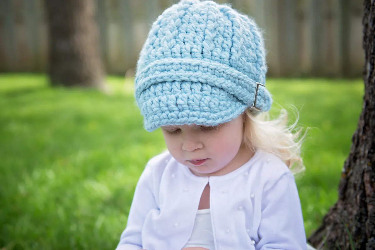 Sky blue buckle beanie winter hat