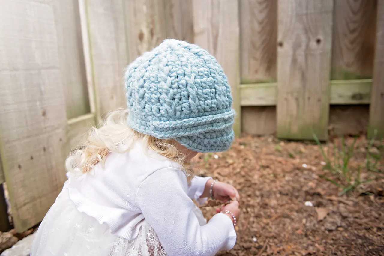 Sky blue buckle beanie winter hat