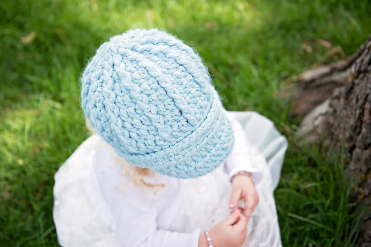 Sky blue buckle beanie winter hat