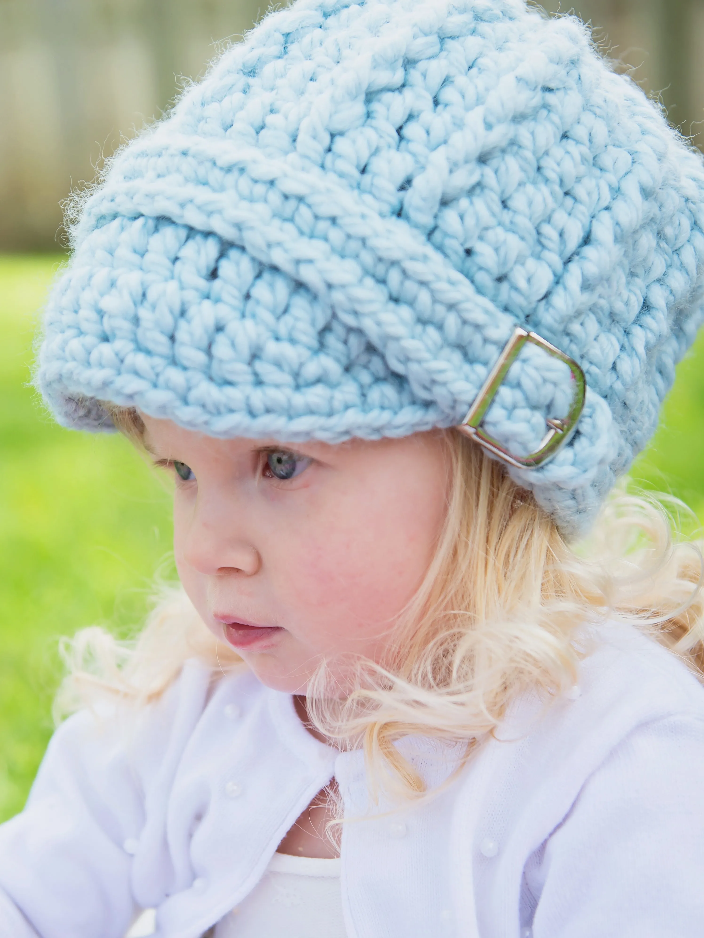 Sky blue buckle beanie winter hat