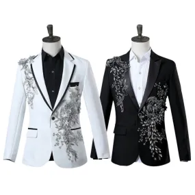 Stylish Crystal Embroidered Jackets for Weddings and Performances