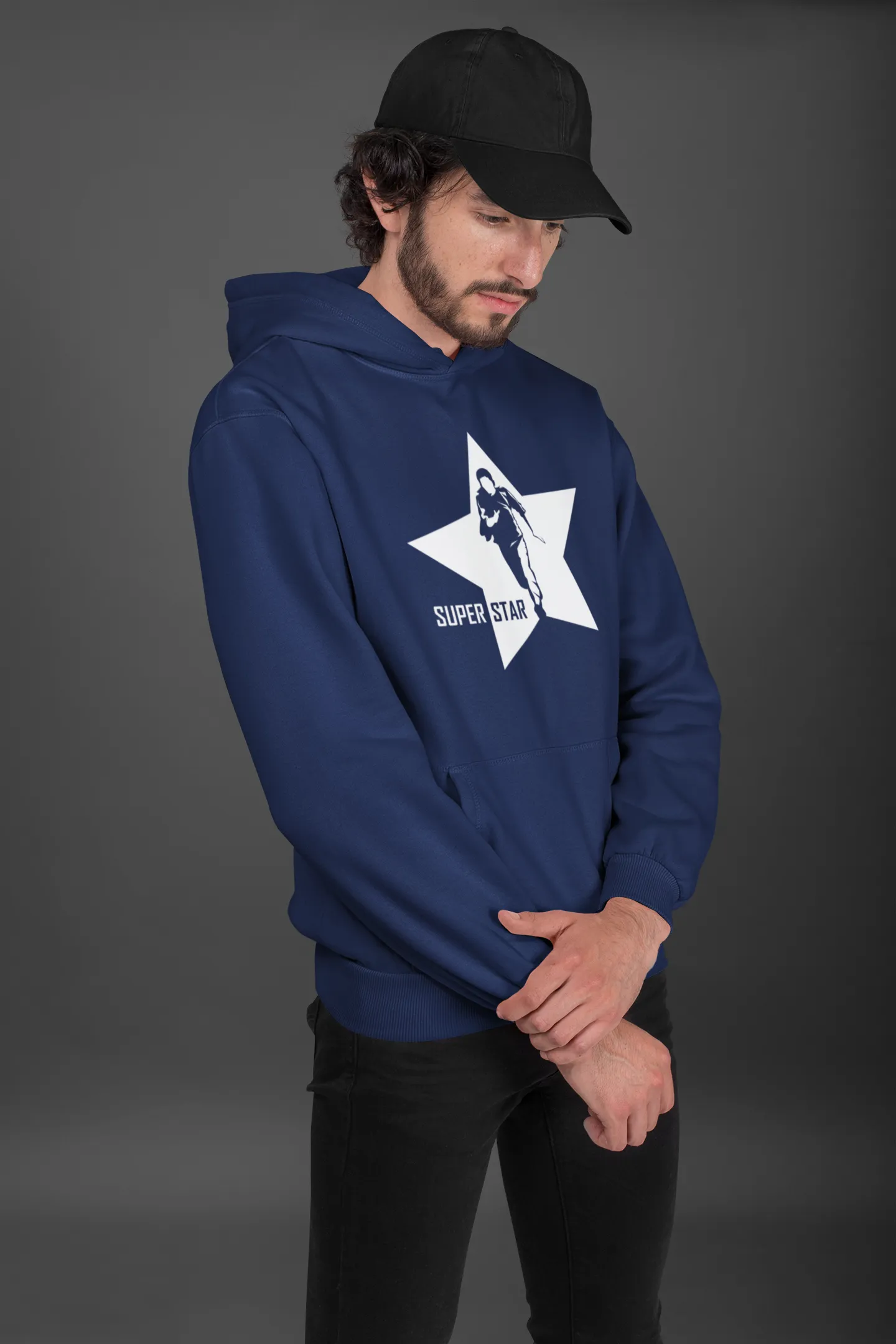 Super Star Unisex Hoodie Navy Blue