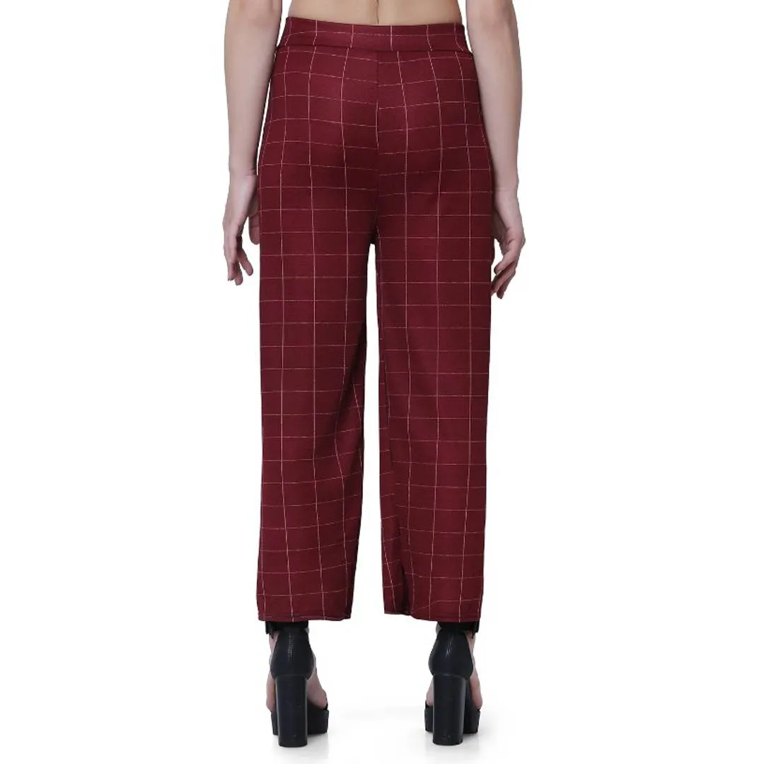 Trendy Cotton Maroon Trouser for Women