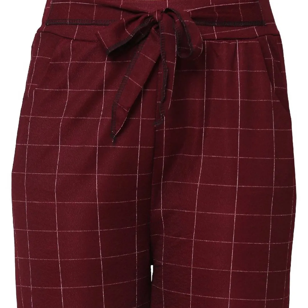 Trendy Cotton Maroon Trouser for Women