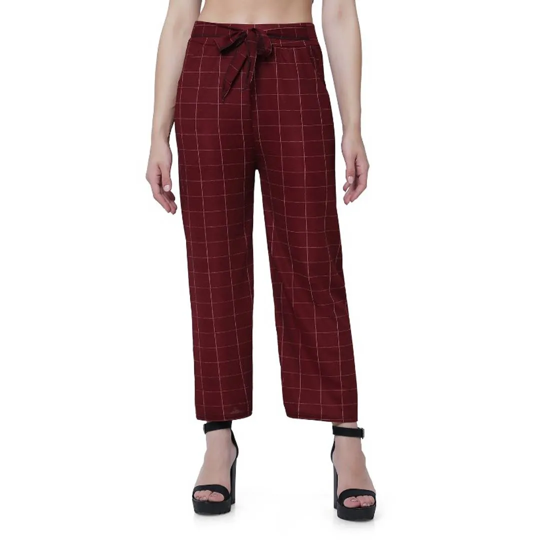 Trendy Cotton Maroon Trouser for Women