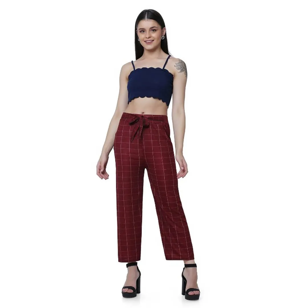 Trendy Cotton Maroon Trouser for Women