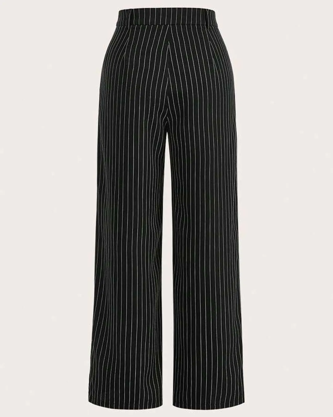 Trendy Korean Style Pinstripe Black Trousers