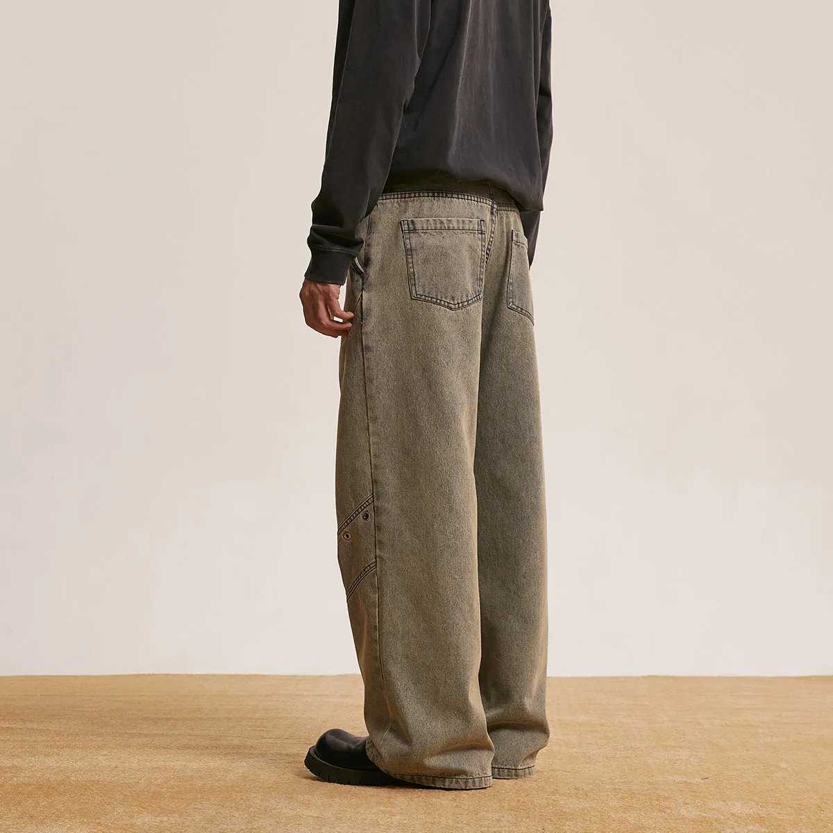 Trendy Retro Jeans Baggy Straight Trousers